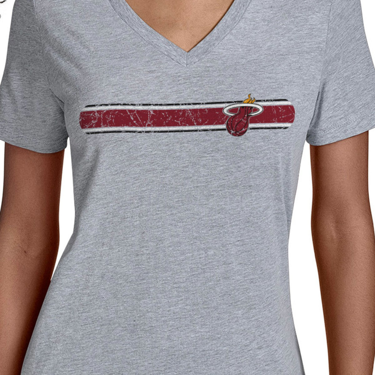 Miami Heat Starter Women's Team Stripe V-Neck T-Shirt Gray - NBA