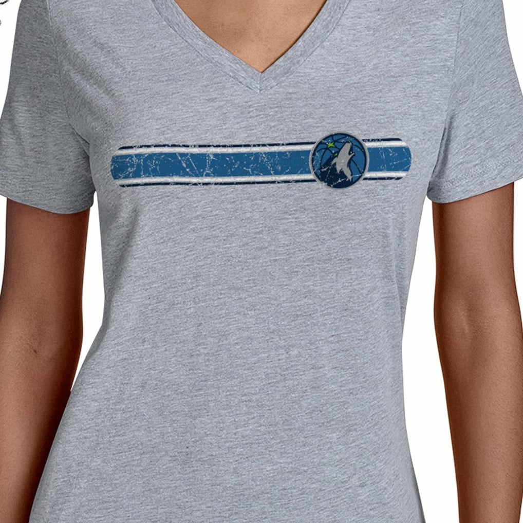 Minnesota Timberwolves Starter Women's Team Stripe V-Neck T-Shirt Gray - NBA