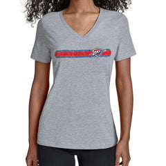 Oklahoma City Thunder Starter Women's Team Stripe V-Neck T-Shirt Gray - NBA