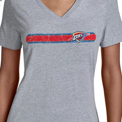 Oklahoma City Thunder Starter Women's Team Stripe V-Neck T-Shirt Gray - NBA