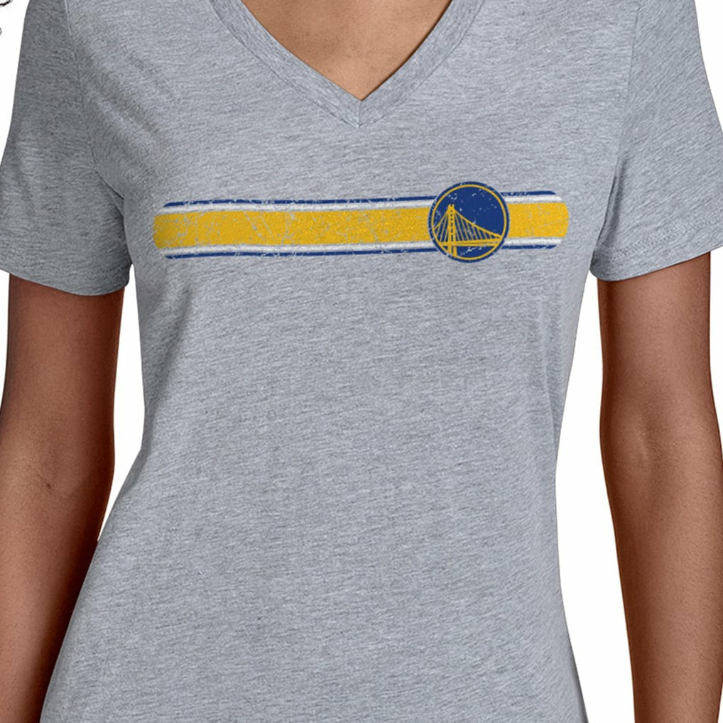Golden State Warriors Starter Women's Team Stripe V-Neck T-Shirt Gray - NBA