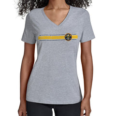 Denver Nuggets Starter Women's Team Stripe V-Neck T-Shirt Gray - NBA