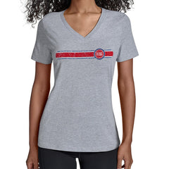 Detroit Pistons Starter Women's Team Stripe V-Neck T-Shirt Gray - NBA