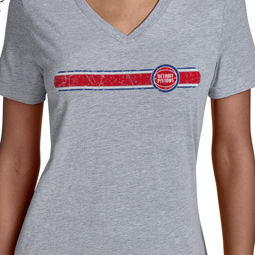 Detroit Pistons Starter Women's Team Stripe V-Neck T-Shirt Gray - NBA