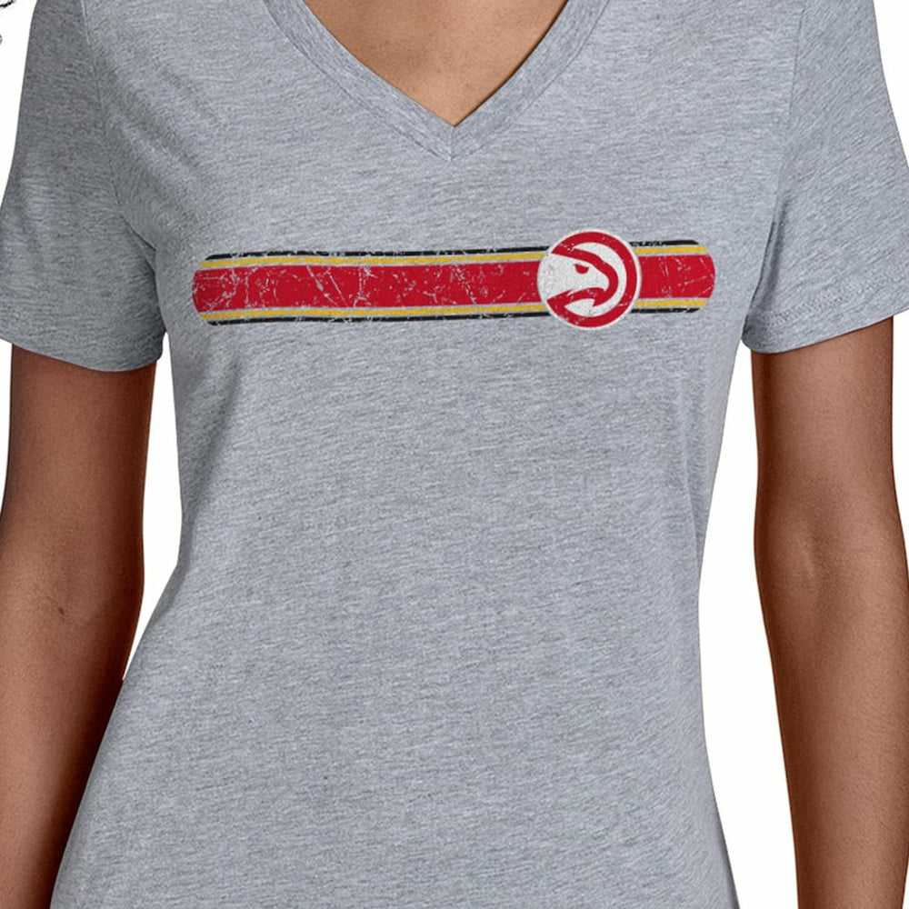 Atlanta Hawks Starter Women's Team Stripe V-Neck T-Shirt Gray - NBA