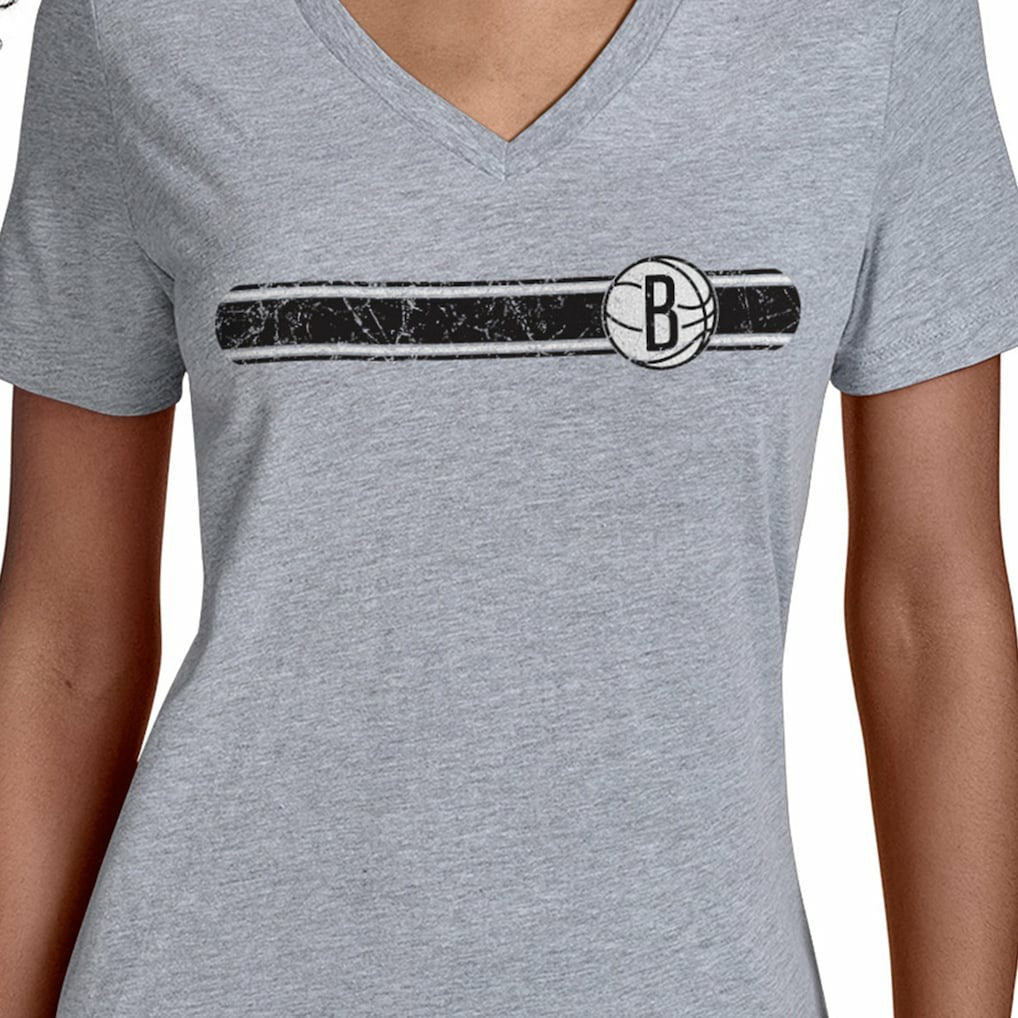 Brooklyn Nets Starter Women's Team Stripe V-Neck T-Shirt Gray - NBA