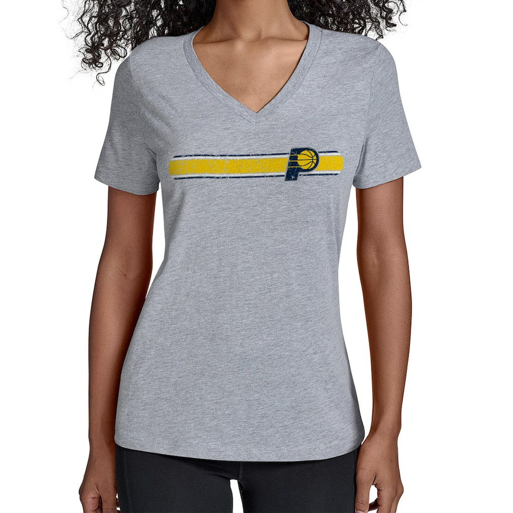 Indiana Pacers Starter Women's Team Stripe V-Neck T-Shirt Gray - NBA