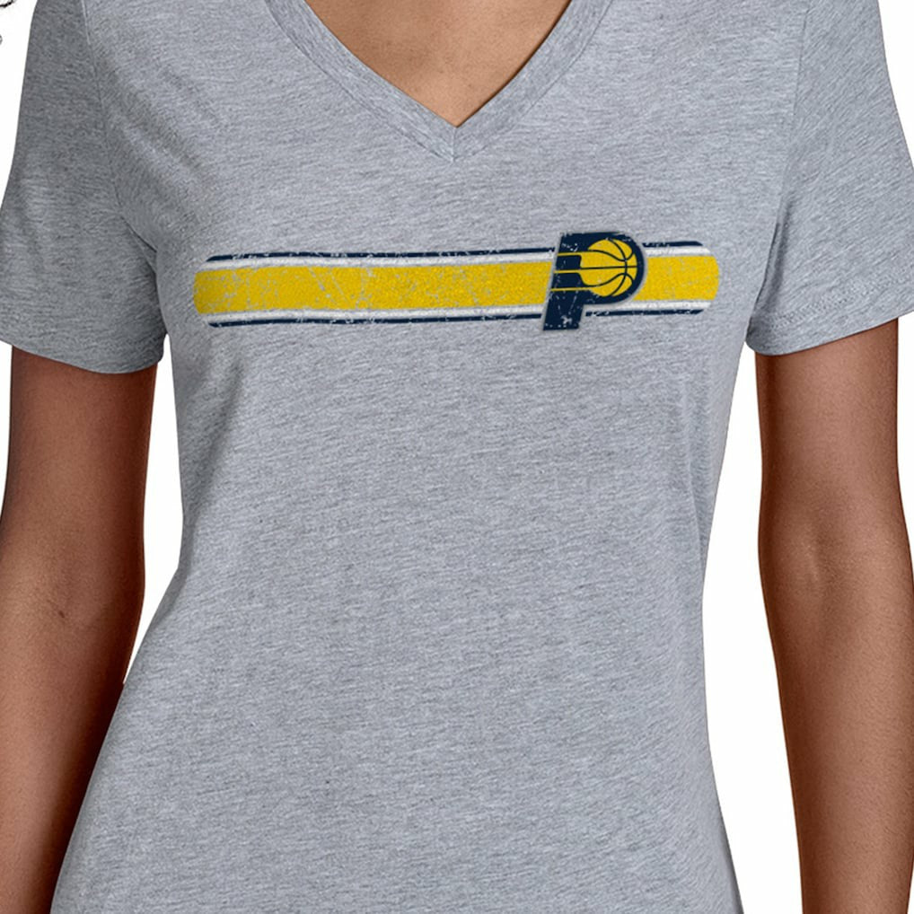Indiana Pacers Starter Women's Team Stripe V-Neck T-Shirt Gray - NBA