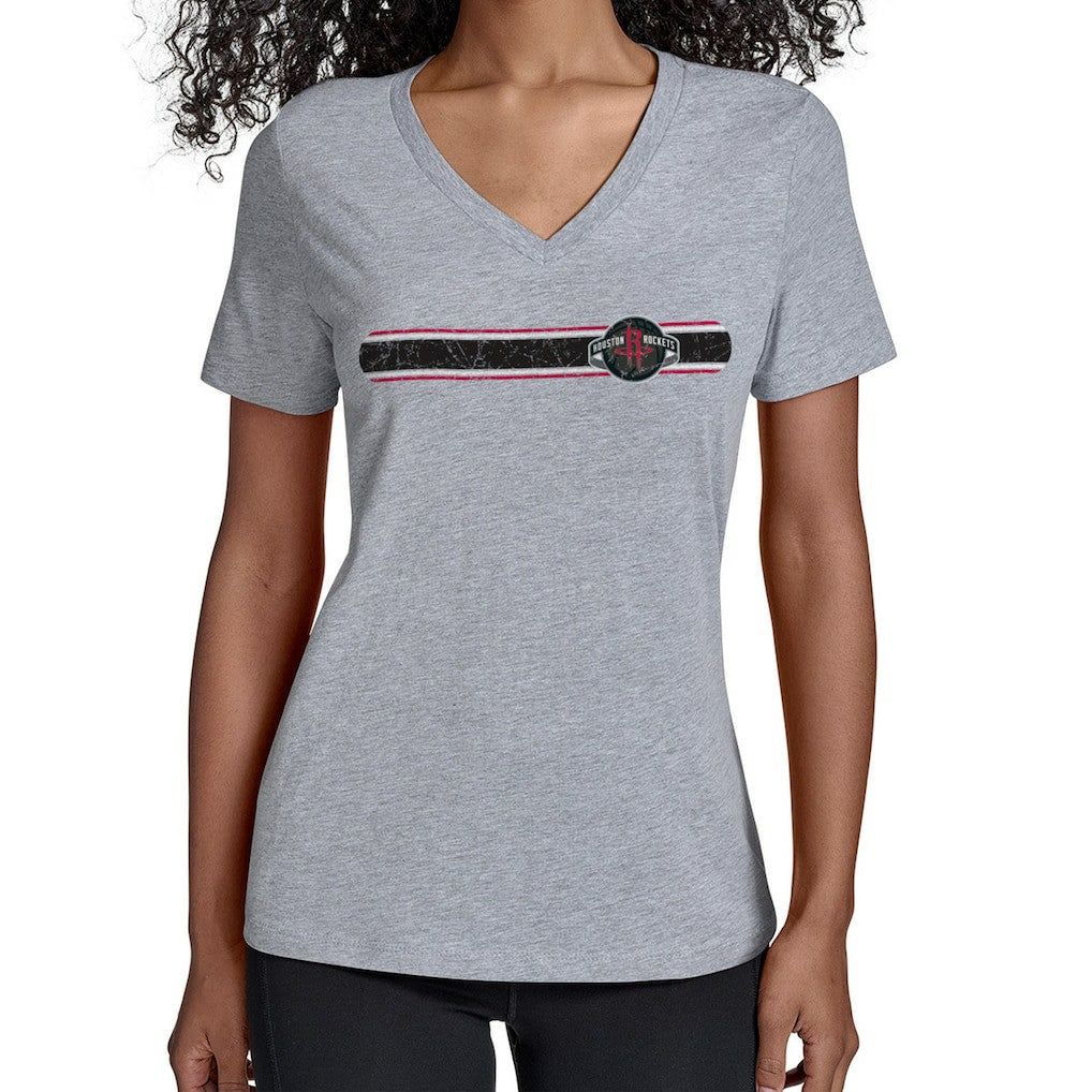 Houston Rockets Starter Women's Team Stripe V-Neck T-Shirt Gray - NBA