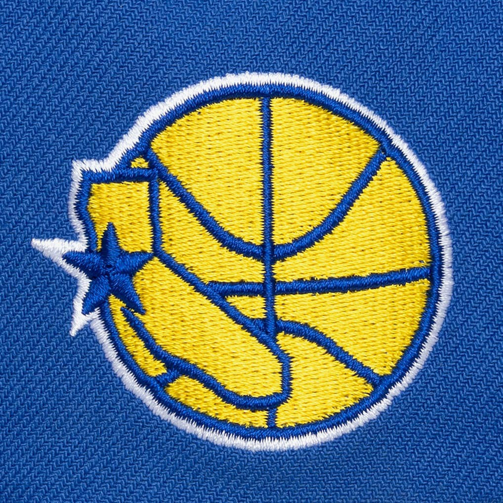 Golden State Warriors Hardwood Classics Old School Stacked Text Snapback Hat Royal - NBA