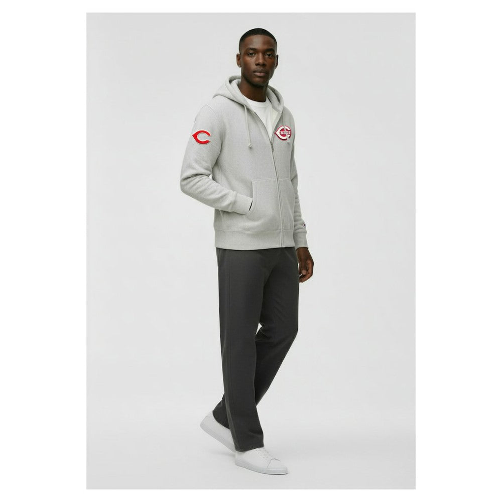 Cincinnati Reds Champion Reverse Weave Chenille Full-Zip Hoodie - MLB