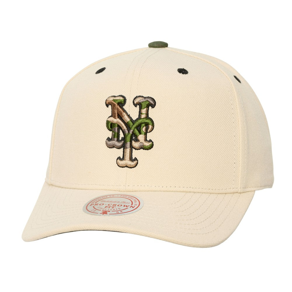 New York Mets Mitchell & Ness Unisex Camo Logo Pro Crown Snapback Hat - MLB