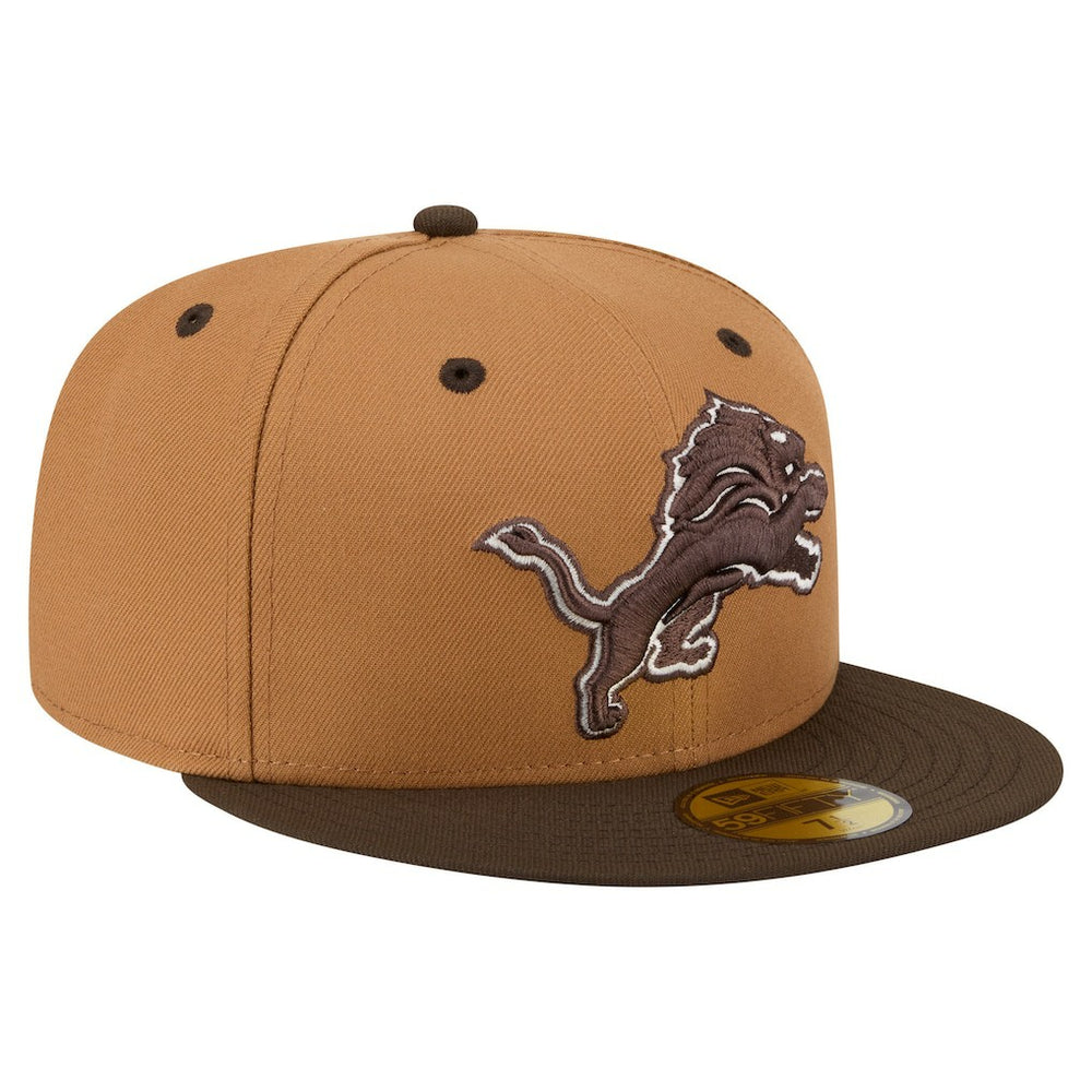Detroit Lions New Era Two-Tone Walnut 59FIFTY Fitted Hat Light Brown/Dark Brown | NFL