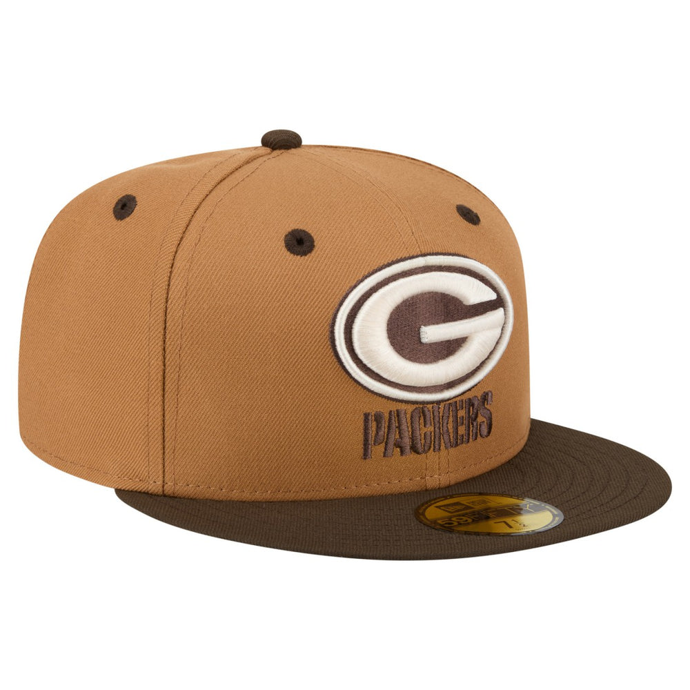 Green Bay Packers New Era Two-Tone Walnut 59FIFTY Fitted Hat Light Brown/Dark Brown | NFL