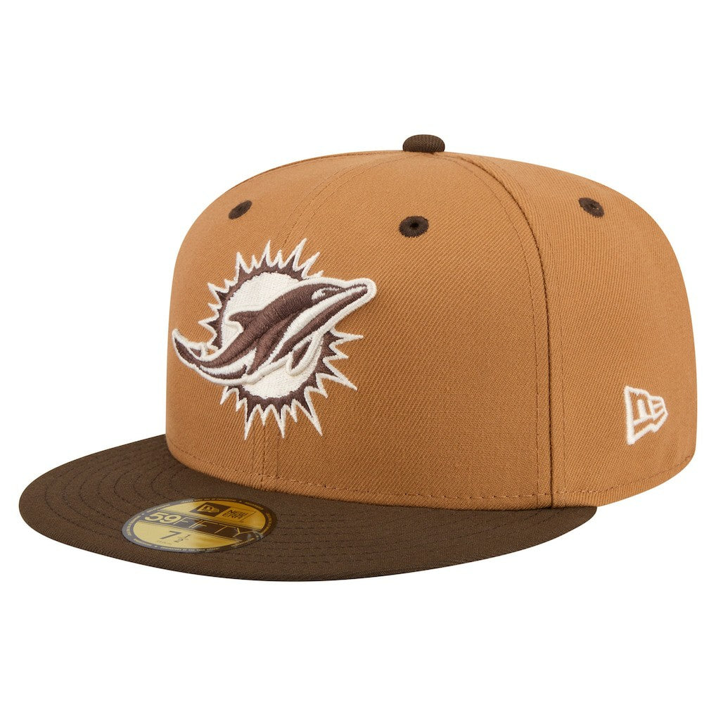 Miami Dolphins New Era Two-Tone Walnut 59FIFTY Fitted Hat Light Brown/Dark Brown | NFL