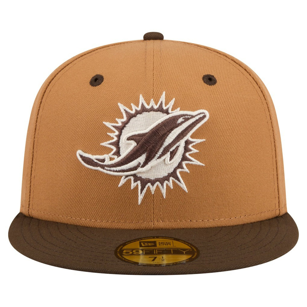 Miami Dolphins New Era Two-Tone Walnut 59FIFTY Fitted Hat Light Brown/Dark Brown | NFL