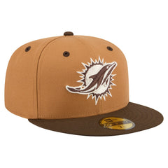 Miami Dolphins New Era Two-Tone Walnut 59FIFTY Fitted Hat Light Brown/Dark Brown | NFL
