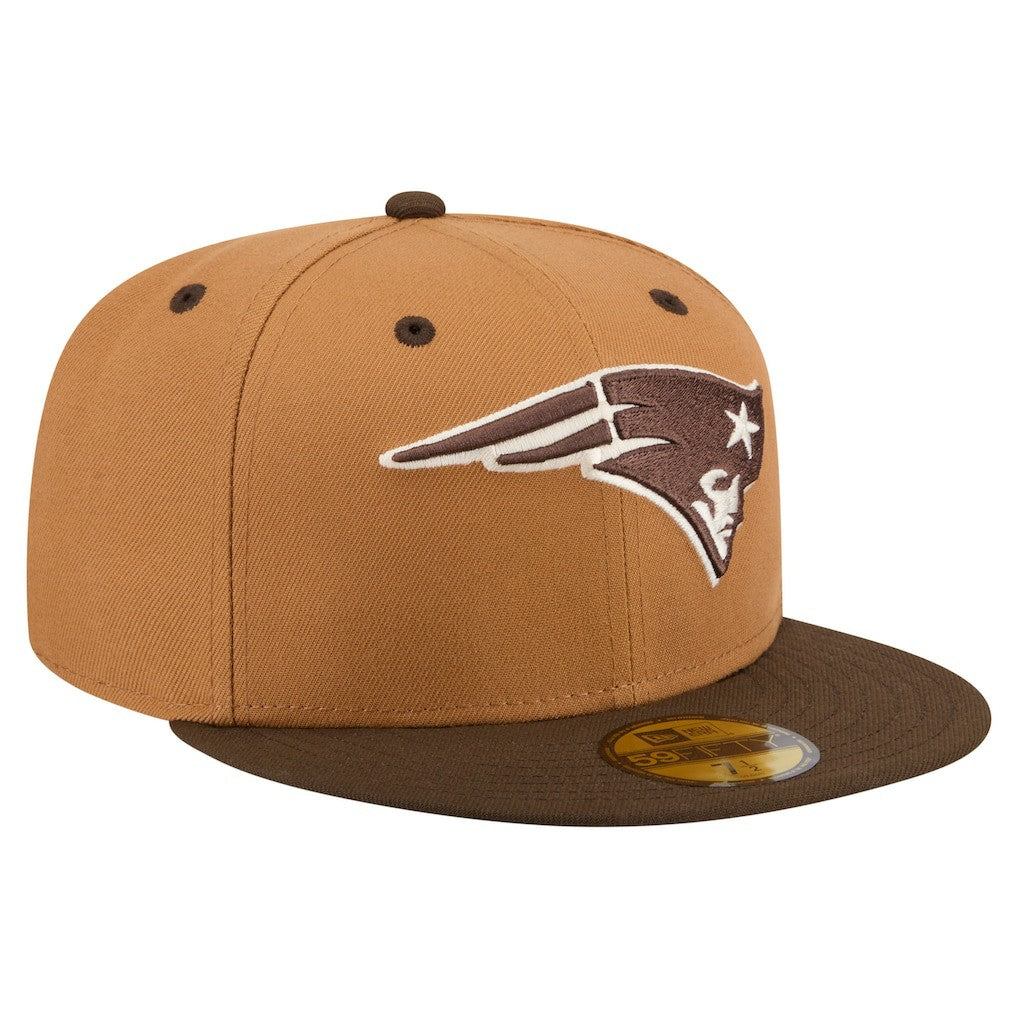 New England Patriots New Era Two-Tone Walnut 59FIFTY Fitted Hat Light Brown/Dark Brown | NFL