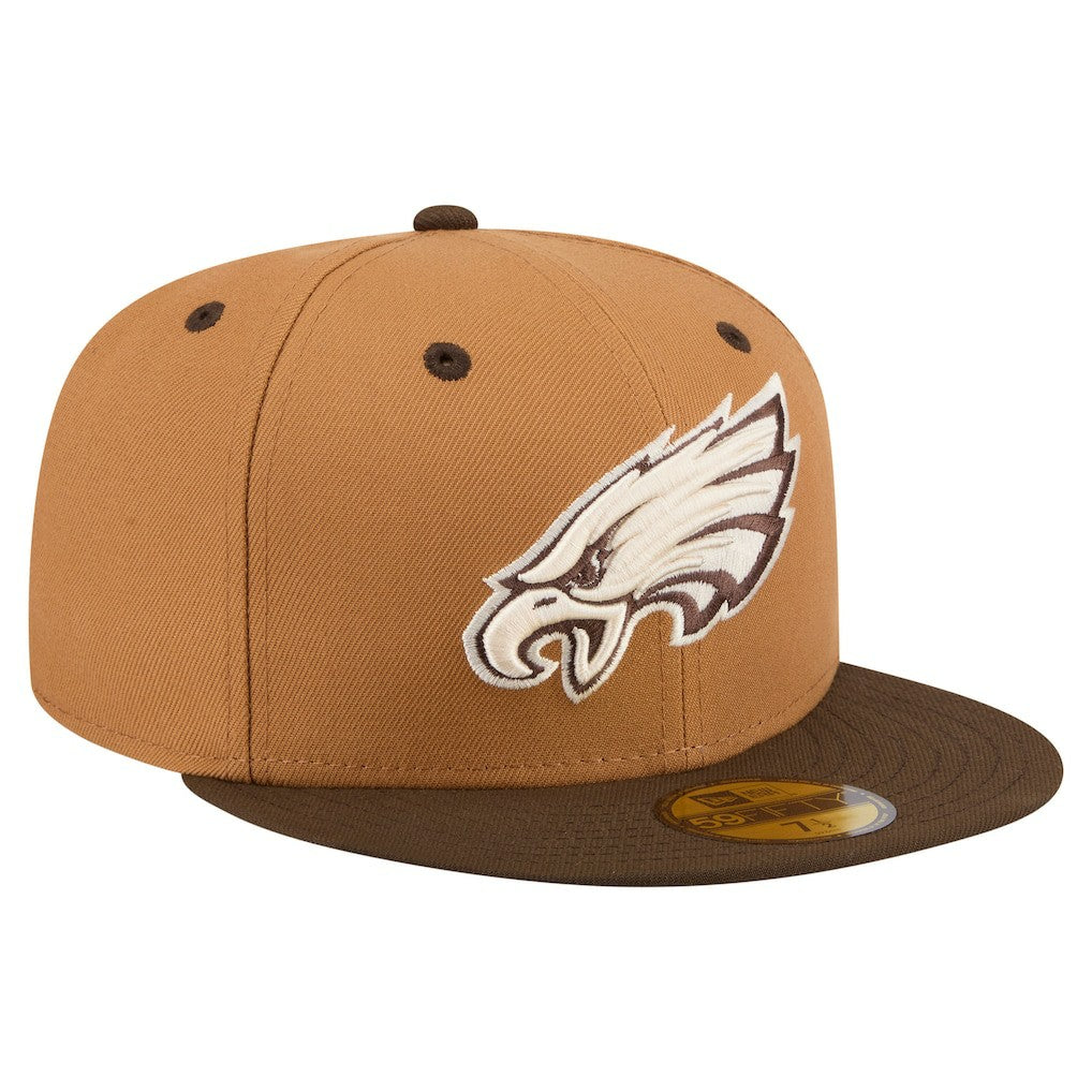 Philadelphia Eagles New Era Two-Tone Walnut 59FIFTY Fitted Hat Light Brown/Dark Brown | NFL