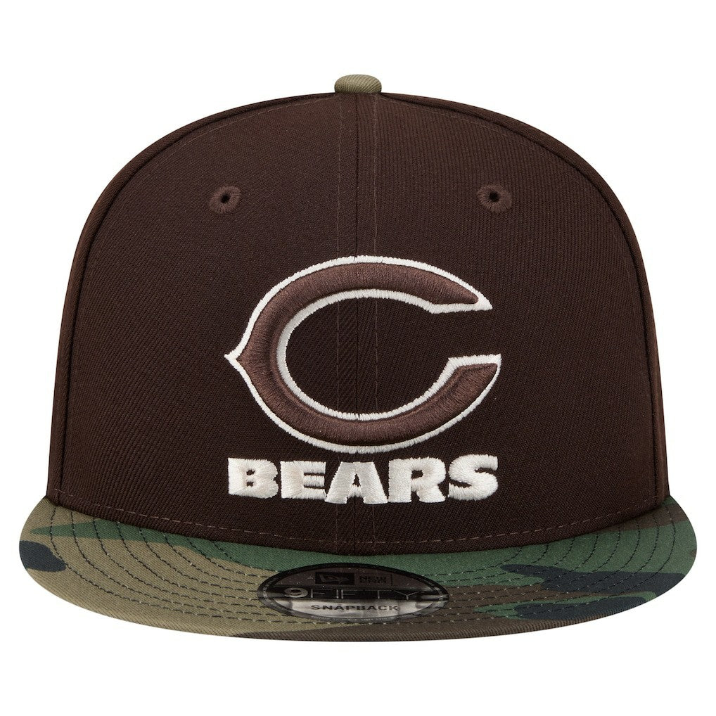 Chicago Bears Adult Burnt Wood Camo 9FIFTY Snapback Hat Dark Brown | NFL
