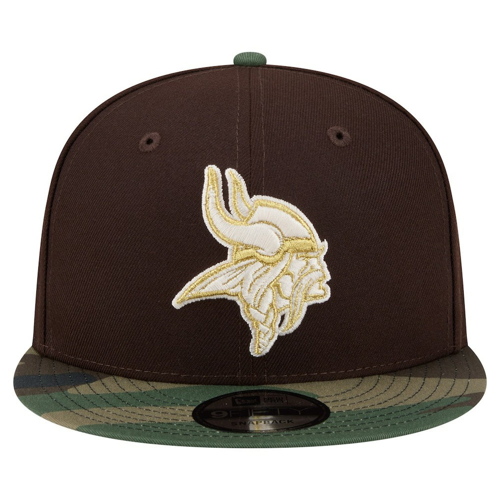 Minnesota Vikings Adult Burnt Wood Camo 9FIFTY Snapback Hat Dark Brown | NFL