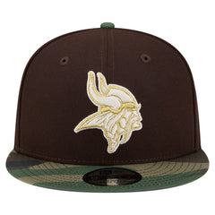 Minnesota Vikings Adult Burnt Wood Camo 9FIFTY Snapback Hat Dark Brown | NFL