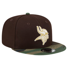 Minnesota Vikings Adult Burnt Wood Camo 9FIFTY Snapback Hat Dark Brown | NFL