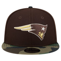 New England Patriots Adult Burnt Wood Camo 9FIFTY Snapback Hat Dark Brown | NFL