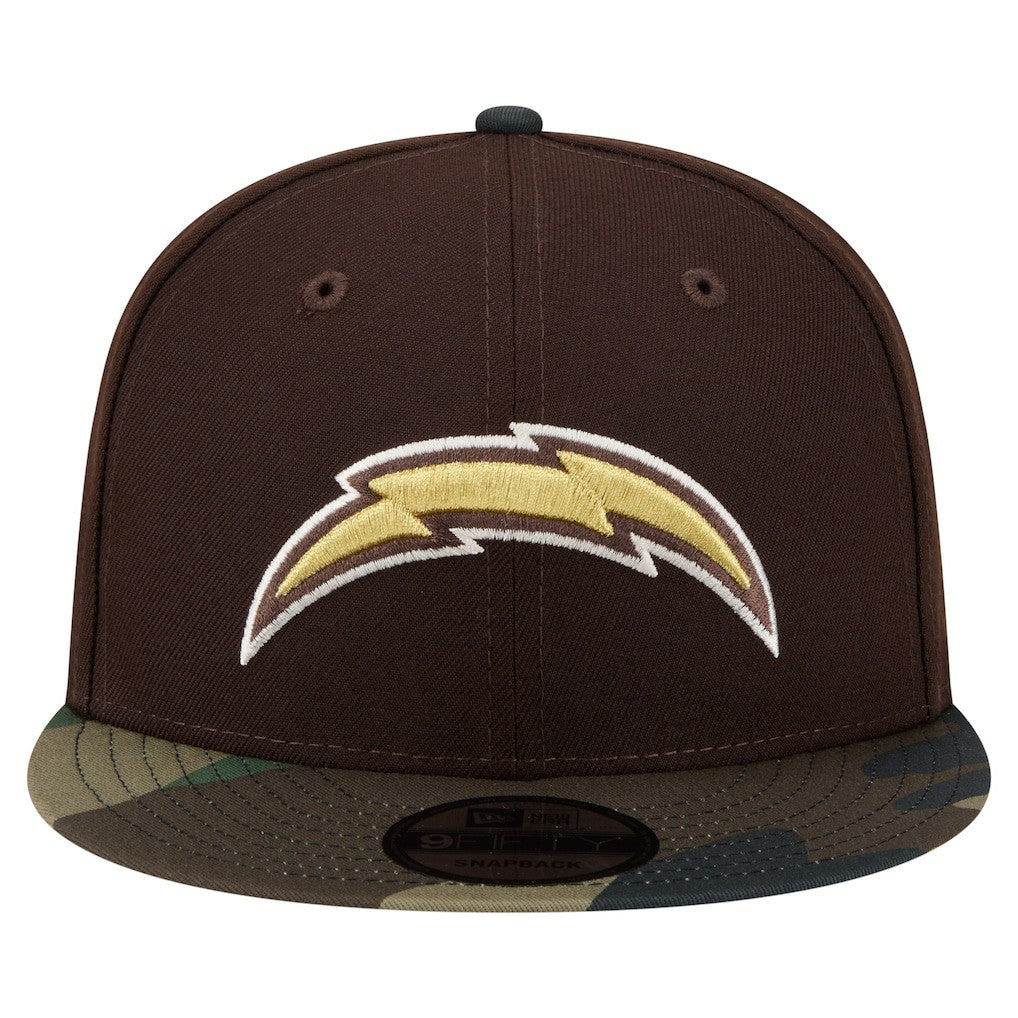 Los Angeles Chargers Adult Burnt Wood Camo 9FIFTY Snapback Hat Dark Brown | NFL