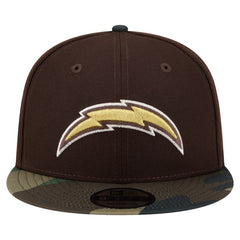 Los Angeles Chargers Adult Burnt Wood Camo 9FIFTY Snapback Hat Dark Brown | NFL