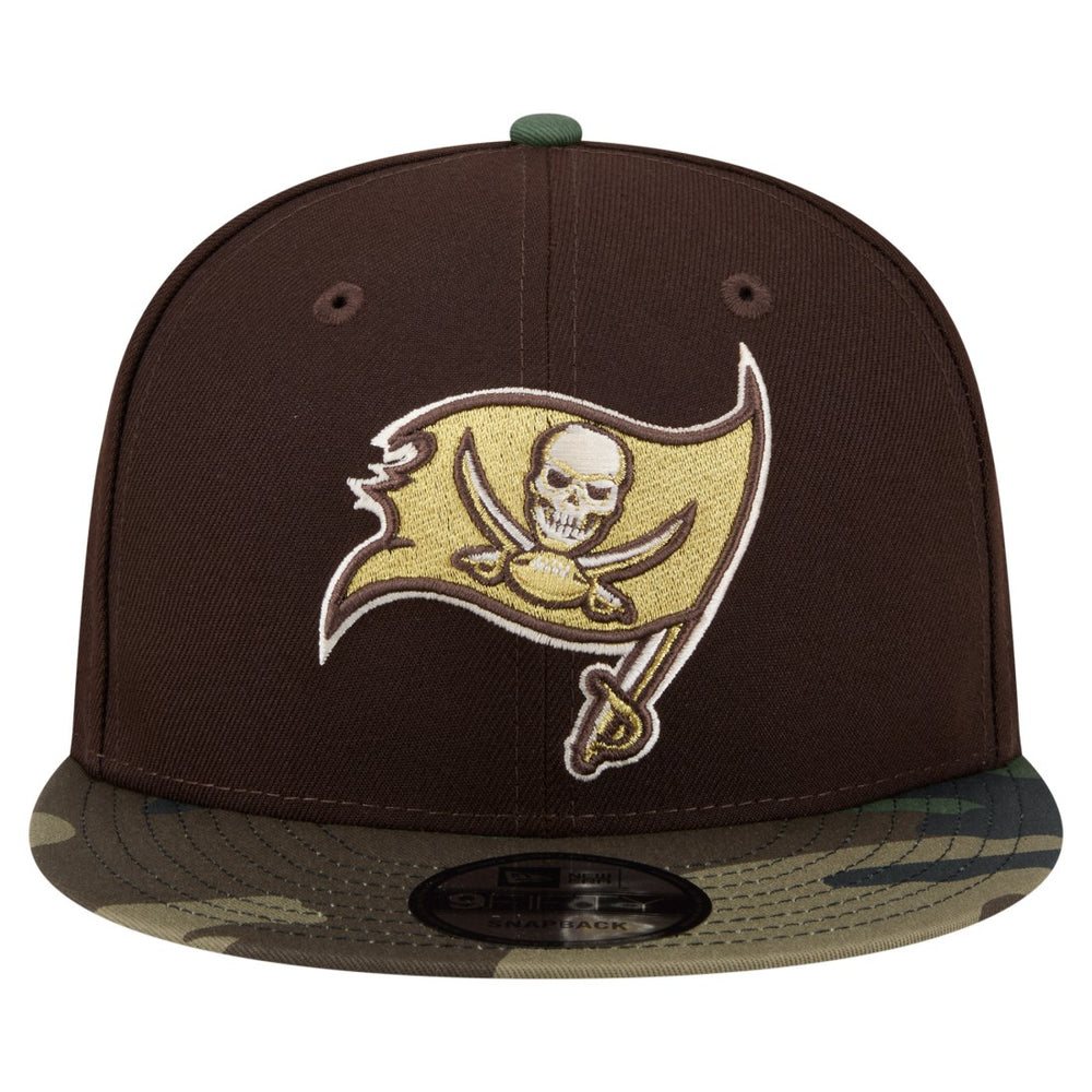 Tampa Bay Buccaneers Adult Burnt Wood Camo 9FIFTY Snapback Hat Dark Brown | NFL