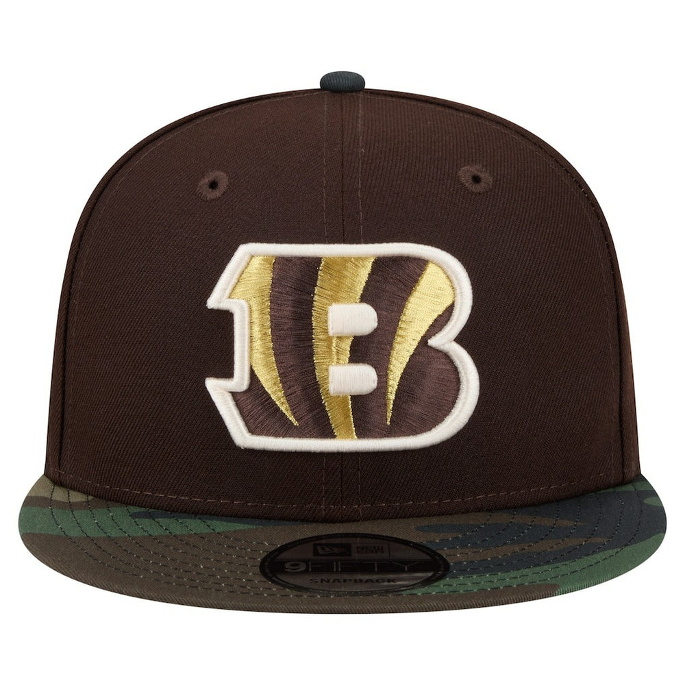 Cincinnati Bengals Adult Burnt Wood Camo 9FIFTY Snapback Hat Dark Brown | NFL
