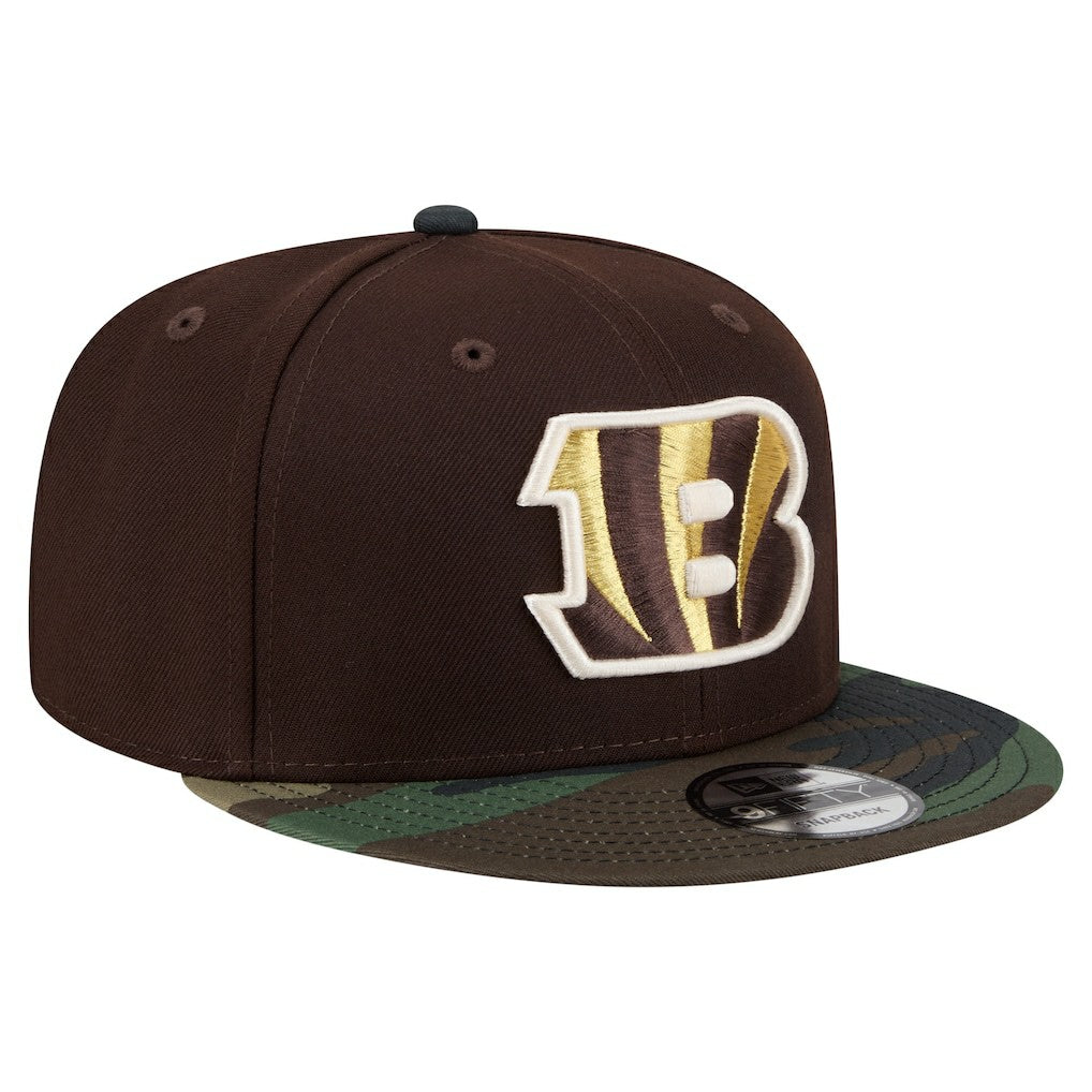 Cincinnati Bengals Adult Burnt Wood Camo 9FIFTY Snapback Hat Dark Brown | NFL