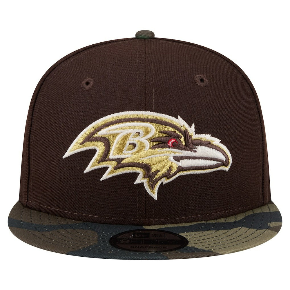 Baltimore Ravens Adult Burnt Wood Camo 9FIFTY Snapback Hat Dark Brown | NFL