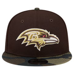 Baltimore Ravens Adult Burnt Wood Camo 9FIFTY Snapback Hat Dark Brown | NFL