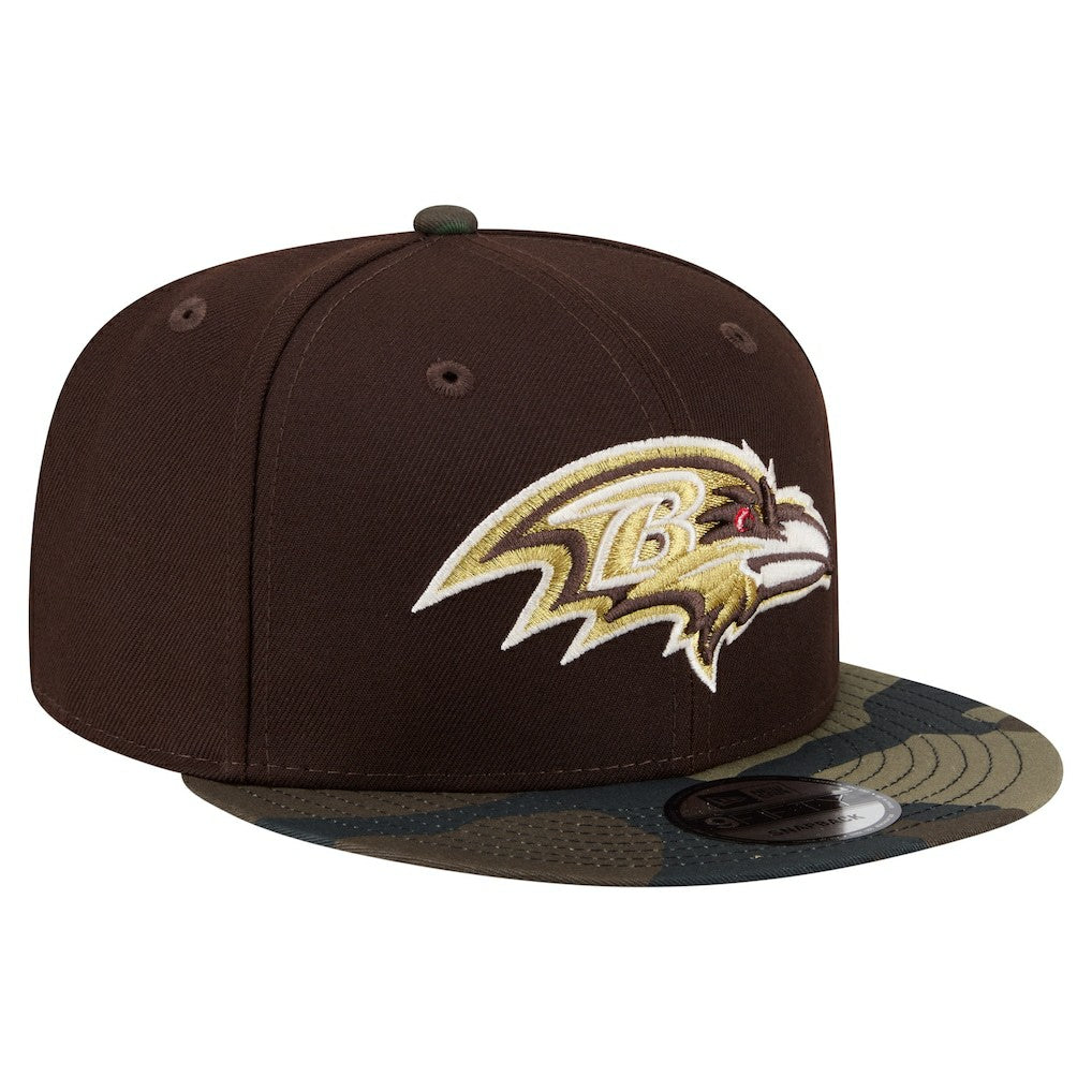 Baltimore Ravens Adult Burnt Wood Camo 9FIFTY Snapback Hat Dark Brown | NFL