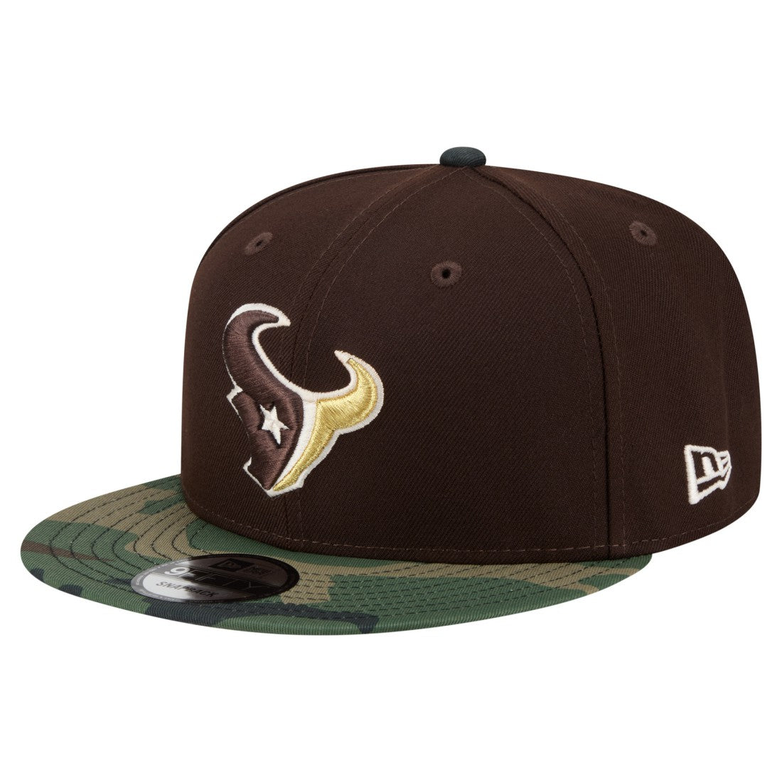 Houston Texans Adult Burnt Wood Camo 9FIFTY Snapback Hat Dark Brown | NFL
