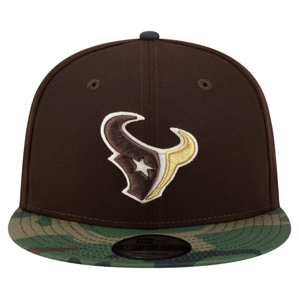Houston Texans Adult Burnt Wood Camo 9FIFTY Snapback Hat Dark Brown | NFL