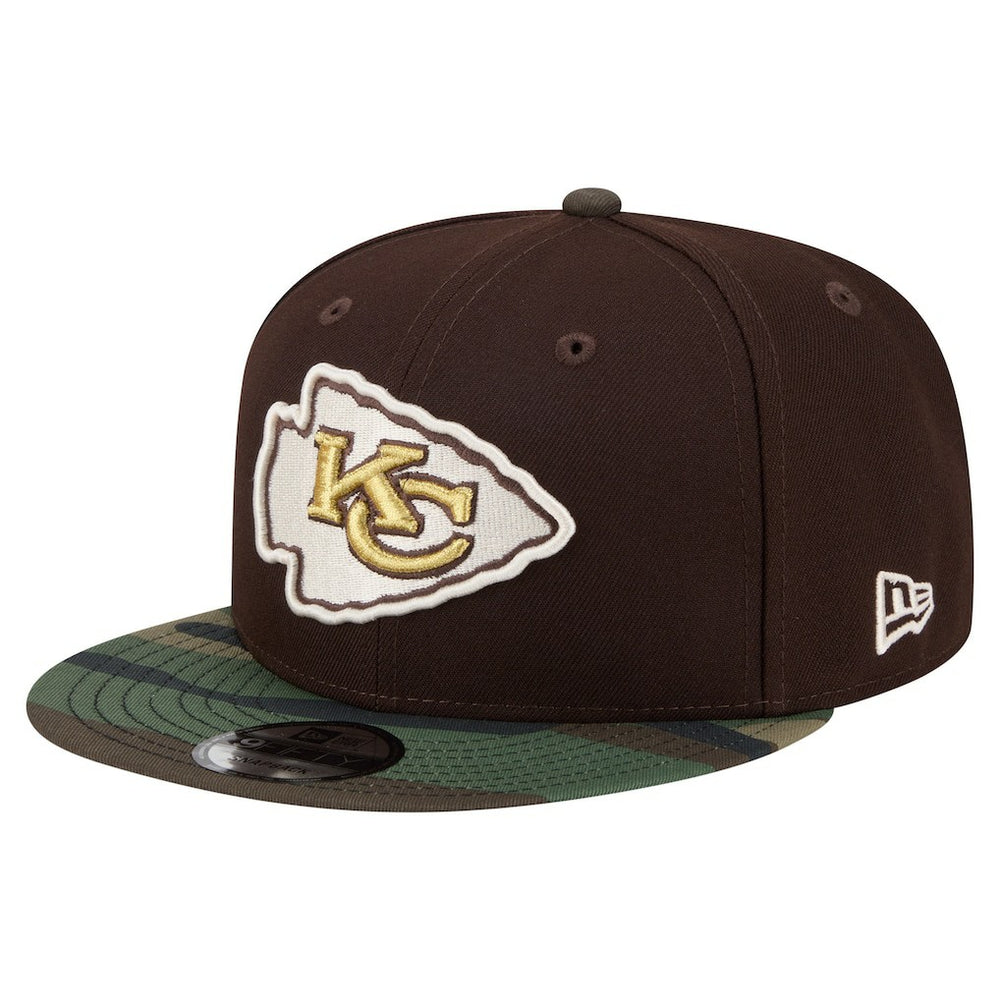 Kansas City Chiefs Adult Burnt Wood Camo 9FIFTY Snapback Hat Dark Brown | NFL