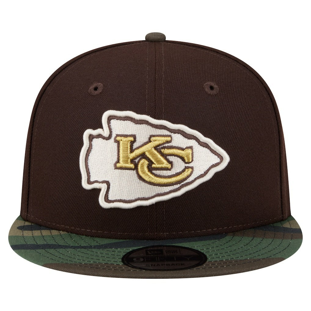 Kansas City Chiefs Adult Burnt Wood Camo 9FIFTY Snapback Hat Dark Brown | NFL