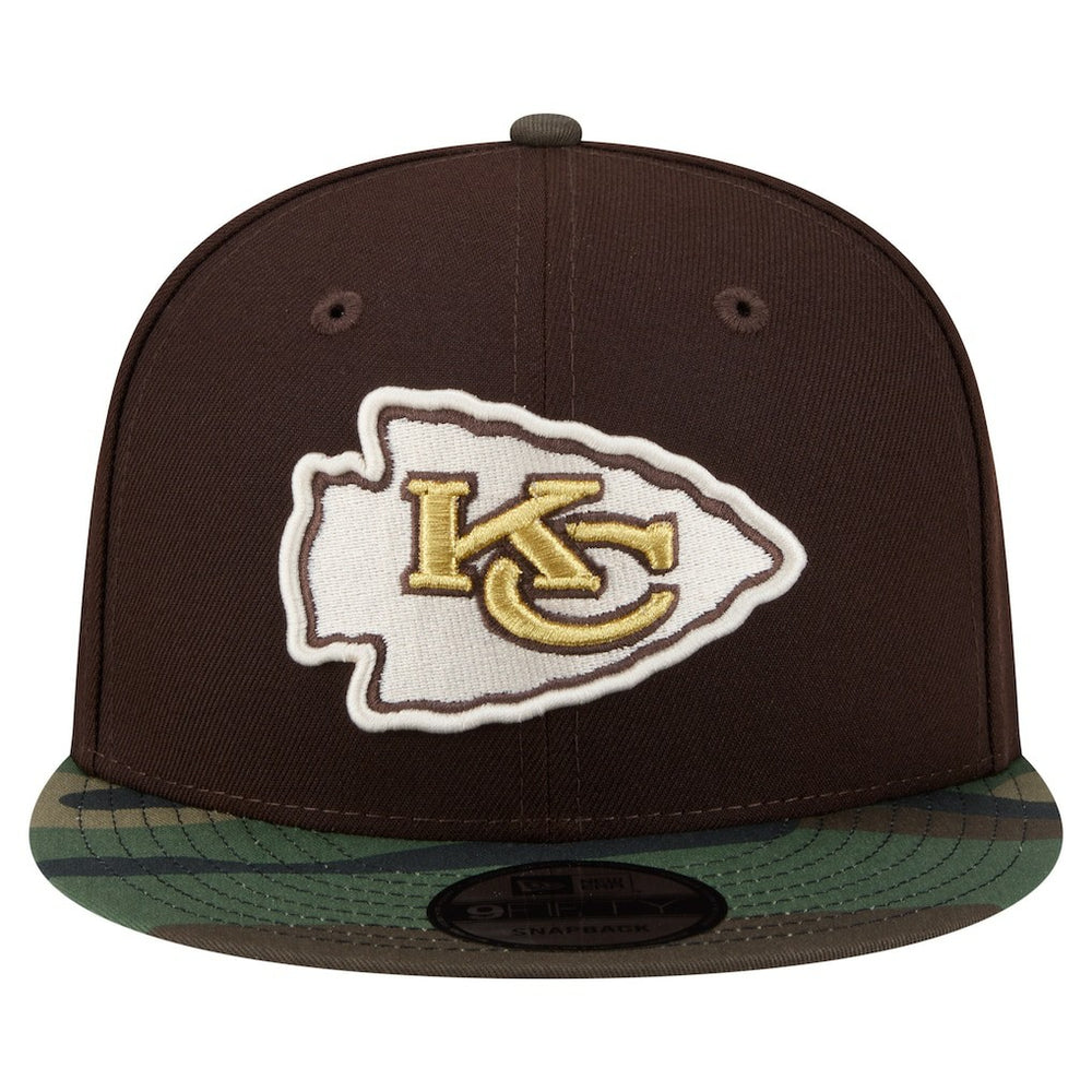 Kansas City Chiefs Adult Burnt Wood Camo 9FIFTY Snapback Hat Dark Brown | NFL