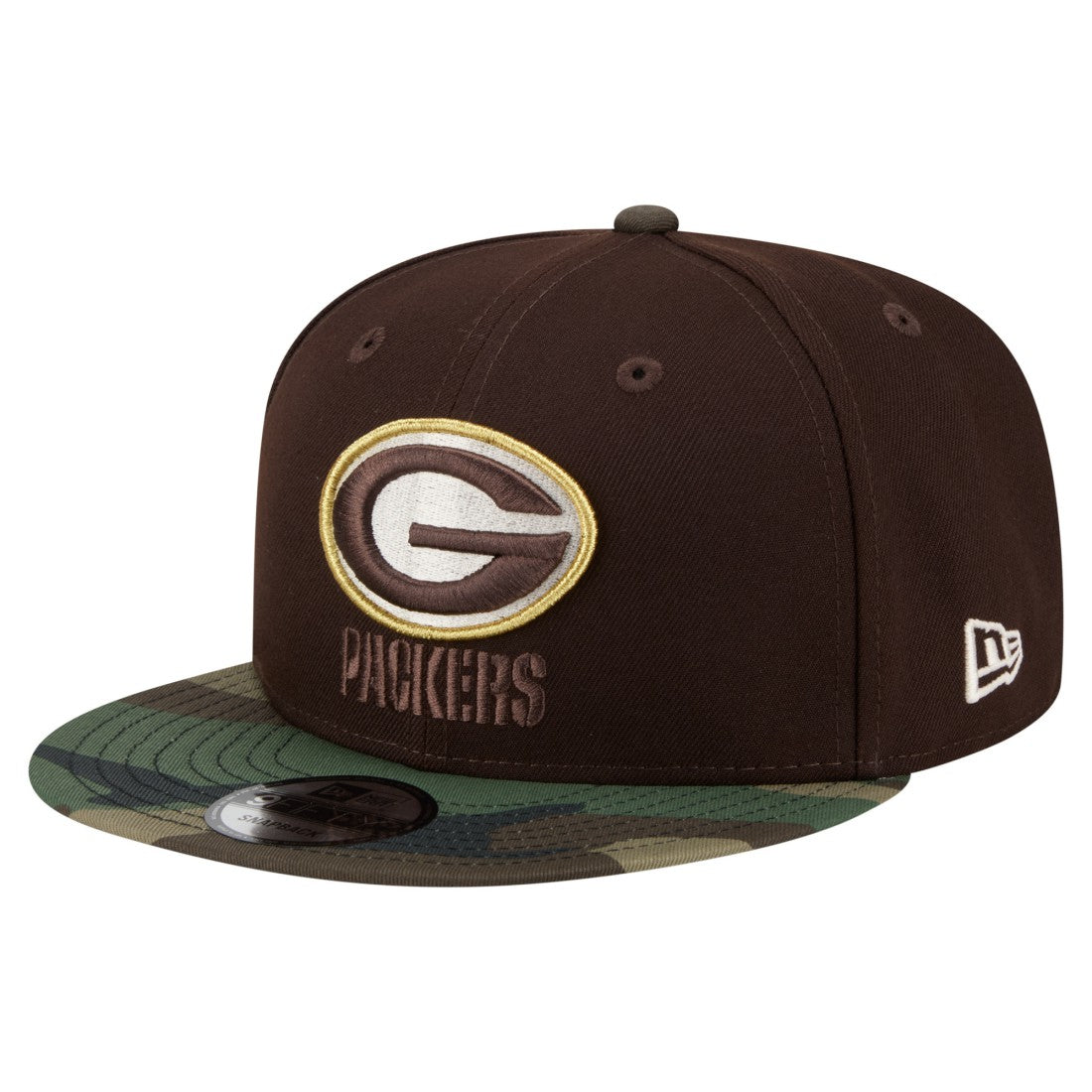Green Bay Packers Adult Burnt Wood Camo 9FIFTY Snapback Hat Dark Brown | NFL