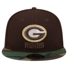 Green Bay Packers Adult Burnt Wood Camo 9FIFTY Snapback Hat Dark Brown | NFL