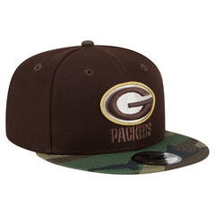 Green Bay Packers Adult Burnt Wood Camo 9FIFTY Snapback Hat Dark Brown | NFL