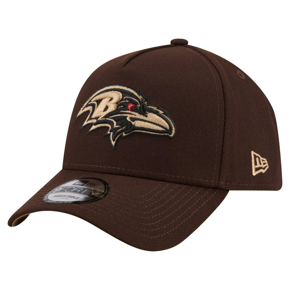 Baltimore Ravens New Era Burnt Wood A-Frame 9FORTY Adjustable Hat Dark Brown | NFL