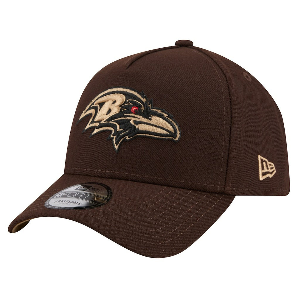 Baltimore Ravens New Era Burnt Wood A-Frame 9FORTY Adjustable Hat Dark Brown | NFL