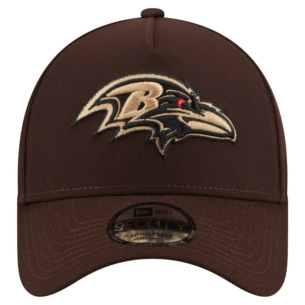 Baltimore Ravens New Era Burnt Wood A-Frame 9FORTY Adjustable Hat Dark Brown | NFL