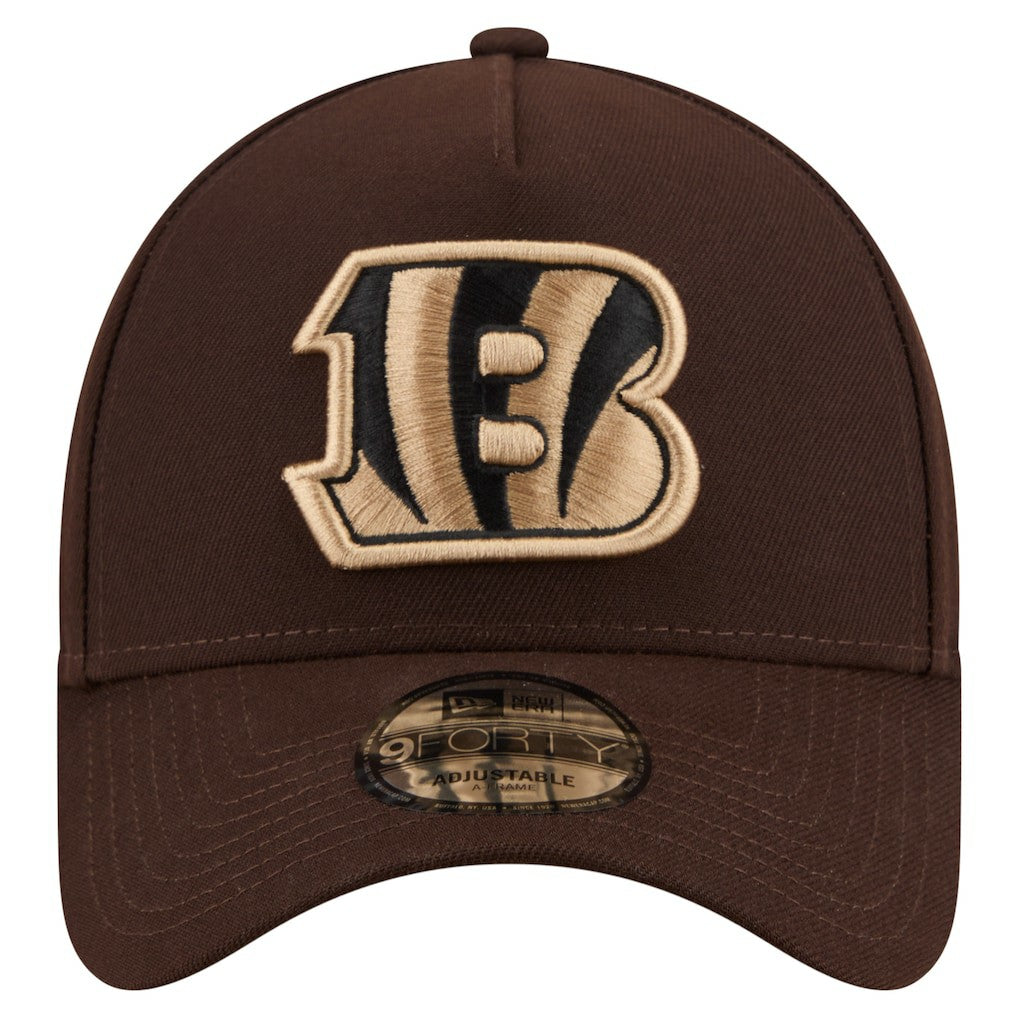 Cincinnati Bengals New Era Burnt Wood A-Frame 9FORTY Adjustable Hat Dark Brown | NFL