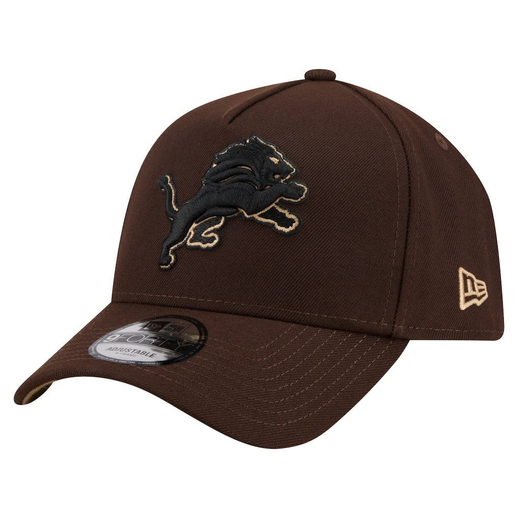 Detroit Lions New Era Burnt Wood A-Frame 9FORTY Adjustable Hat Dark Brown | NFL