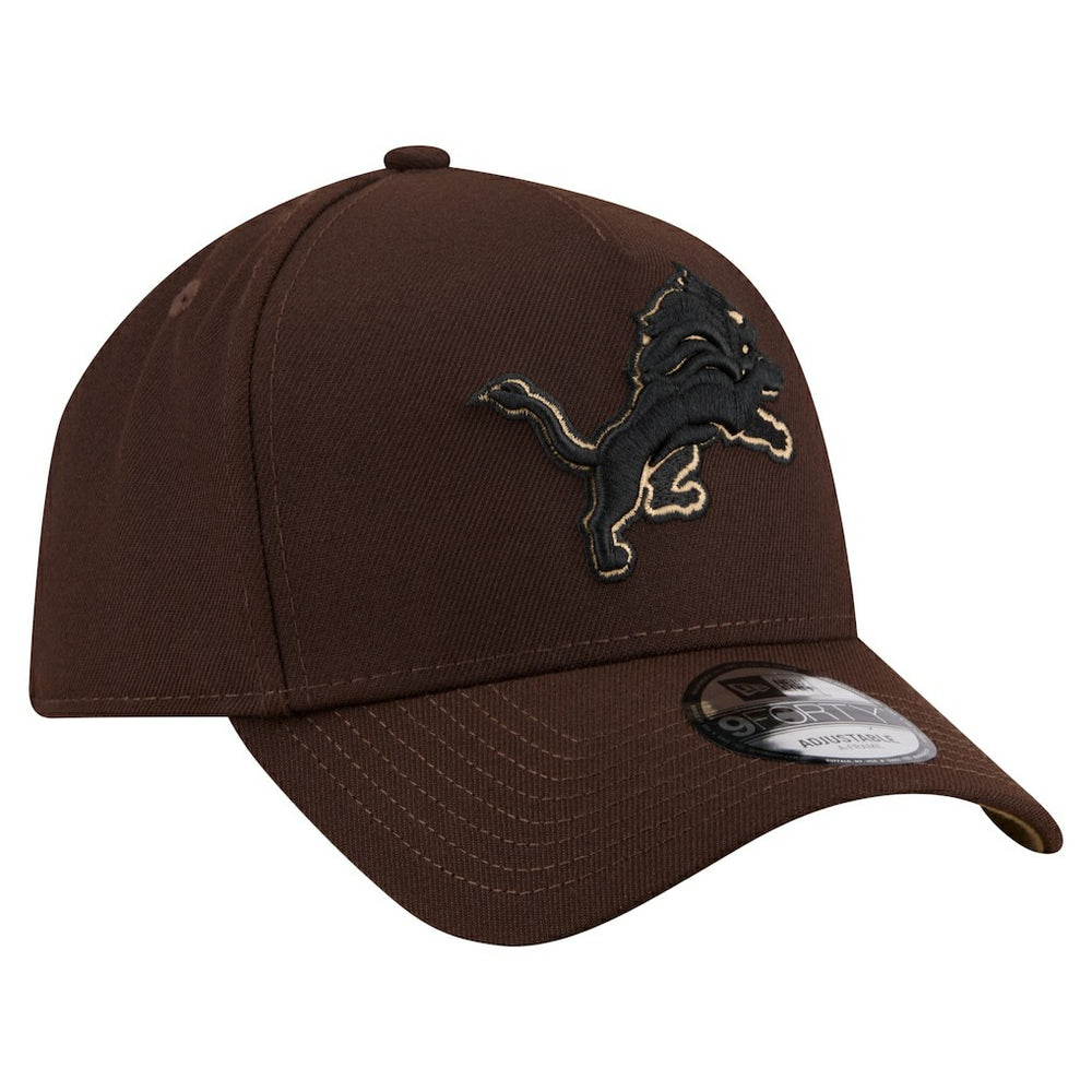 Detroit Lions New Era Burnt Wood A-Frame 9FORTY Adjustable Hat Dark Brown | NFL
